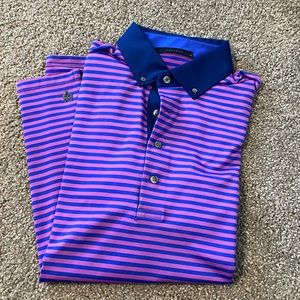 Greyson Small Purple Striped Polo